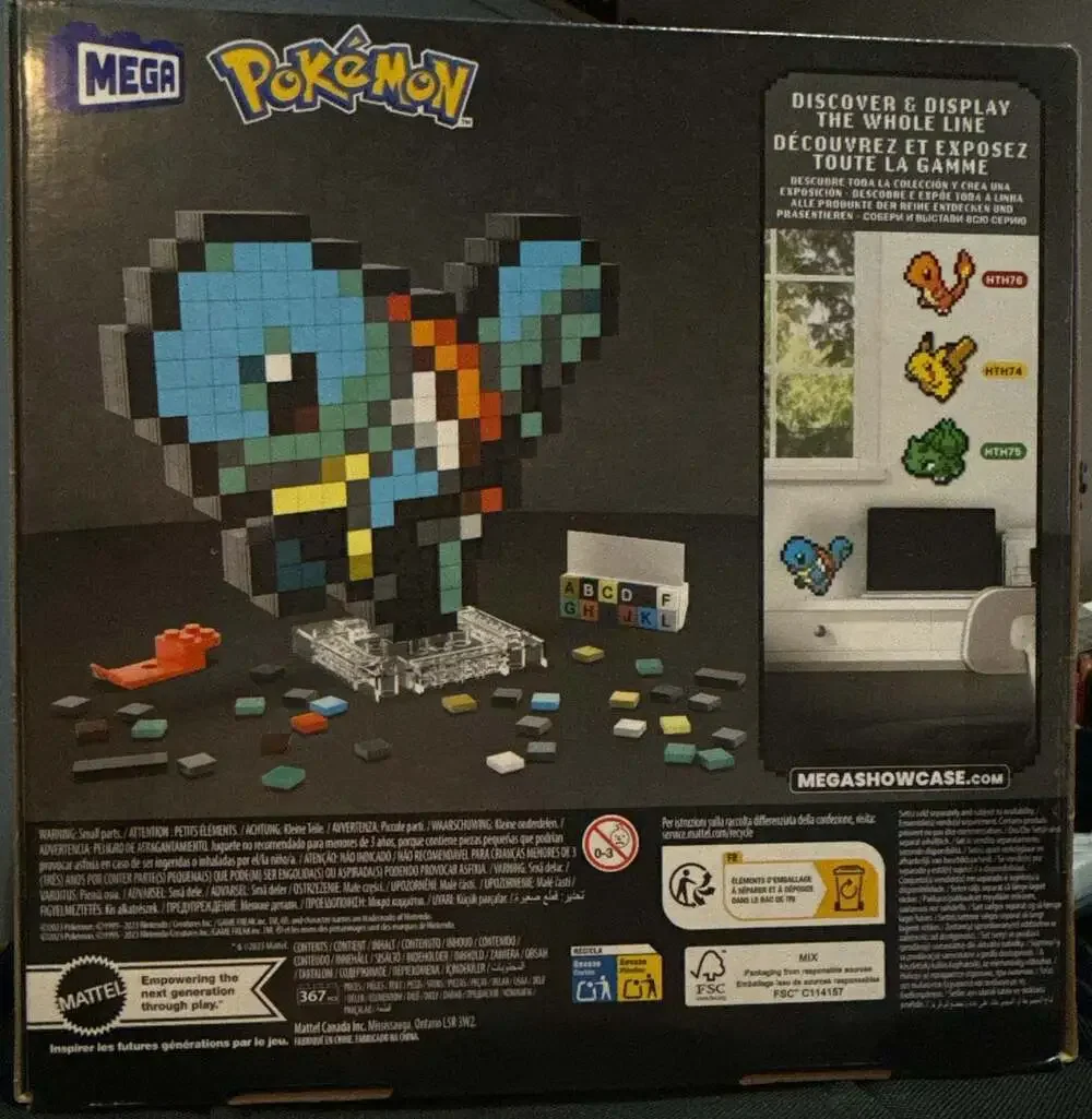 Mega Pokémon Squirtle Pixel Art Building Set 367 Pieces HTH77